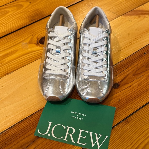 NEW J.Crew Metallic Silver Sneakers- 8 - Picture 2 of 5